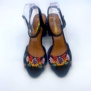 Rampage - Wynne Colorful Beaded Embroidered Embellished Peep Toe Heels Size 7
